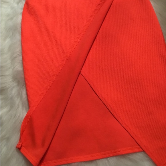 Neon Orange High Split Skirt - Picture 3 of 4